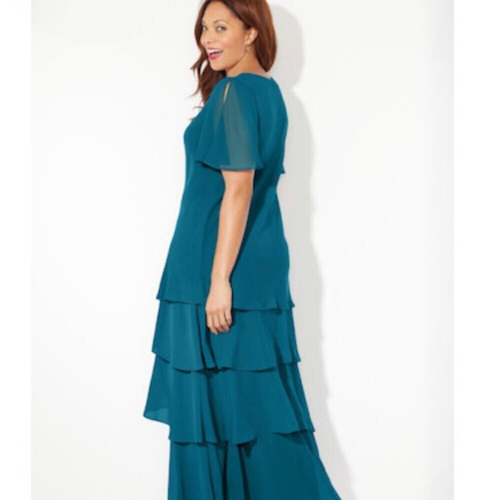 Catherines Teal Tiered Maxi Dress - Picture 3 of 7